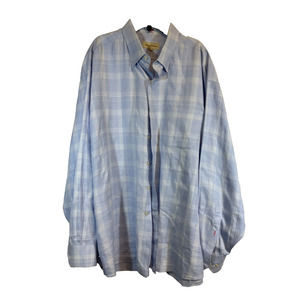 Tommy Bahama LS 18 34/35 Cotton Checked Plaid Button Up Shirt Mens Blue A21